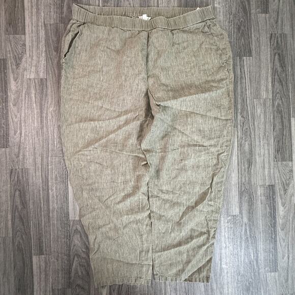 EILEEN FISHER 100% Organic Linen Pull-On Pants Women’s Relaxed Wide Leg - Picture 1 of 7